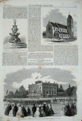 Old Antique Print 1863 Henham Suffolk Earl Stradbroke Church Scarborough 19th