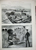 Original Old Antique Print 1894 Naval Manoeuvres Ships Boats Gun-Drill War Art