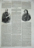 Original Old Antique Print 1851 Colonel Fremont Denis Le Marchant Clerk Commons
