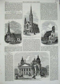 Original Old Antique Print 1865 Church Dublin Walworth Whitfield Chapel Parish