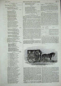 Original Old Antique Print 1856 Mr Abraham'S New Omnibus Cosy Horse Carriage