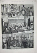 Old Antique Print 1891 Vienna Public Kitchens Hechtgasse Cooking Dining 19th