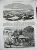 Original Old Antique Print 1861 Gottenberg Sweden Treasury Algiers Trees Town