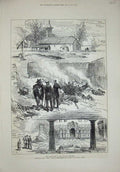 Old Antique Print 1877 Massacres Balkan Villages Church Geula Mahalisse 19th