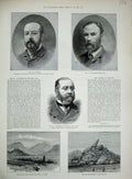 Original Old Antique Print 1885 Linton Waterhouse Wolfe Souakim Railway Otao