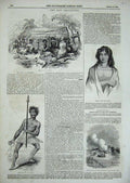 Old Antique Print 1844 Zealand War Dance Rose Ship Hibernia Middlesbro' 19th