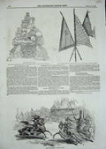 Old Antique Print 1846 Tournament Caserta Naples Horses Flags War Silver 19th