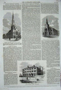 Old Antique Print 1870 Wesleyan Church Brixton Wellington College Female 19th