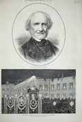 Original Old Antique Print 1874 John Pye Engraver Moscow Grand Theatre Wedding