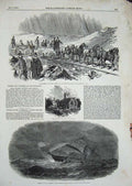 Old Antique Print 1853 Ship Wreck Larriston Church School Holyhead Quarry 19th