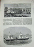 Original Old Antique Print 1872 Calcutta Ship Vibilia Klipdrift Diamond Africa
