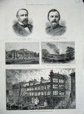 Old Antique Print 1887 Fire Whiteley'S Bayswater Sheffield Katkoff Rendle 19th