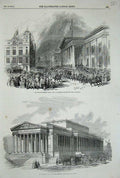 Old Antique Print 1851 Royal Procession Sailors Liverpool George'S Hall 19th