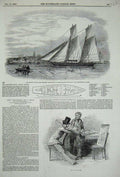 Original Old Antique Print 1848 Volna Iron Schooner Ship Yacht Duke Constantine
