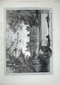 Old Antique Print 1890 English Homes Knowsley Lake Architecture Montbard 19th