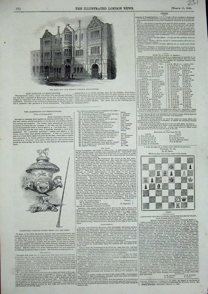 Old Antique Print 1845 Roby Day Sunday School Manchester Leamington Sport 19th