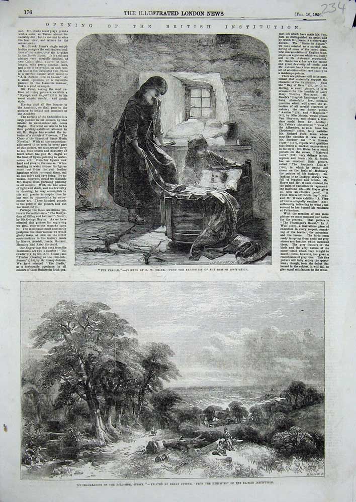 Original Old Antique Print 1856 Timber Clearing Sussex Trees Wood Baby Cradle