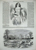 Original Old Antique Print 1859 Miss Louisa Pyne Metropolitan High-Level Sewer