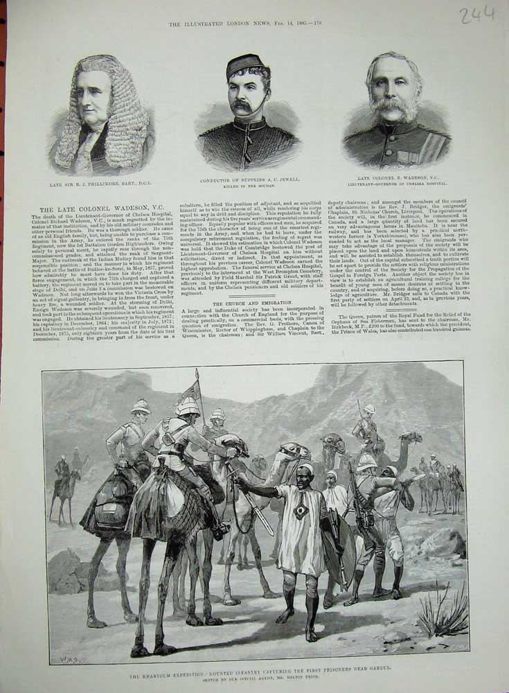 Original Old Antique Print 1885 Khartoum Camels Gakdul Phillimore Wadeson War