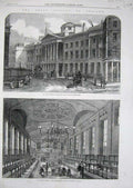 Original Old Antique Print 1862 St Paul'S School Churchyard Schoolroom England