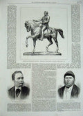 Original Old Antique Print 1876 Statue Lord Mayo Calcutta Lundgren Wynn Ellis