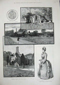 Old Antique Print 1885Princess Beatrice Quarr Abbey Isle Wight Battenburg 19th
