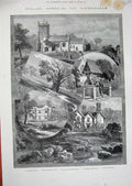 Old Antique Print 1887 English Homes Sandringham Church Lych Gate Probyn 19th