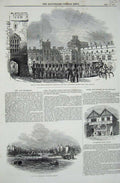 Old Antique Print Quadrangle Windsor Castle 1846 Feversham Ship Chester 19th