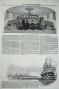 Original Old Antique Print 1884 Queen'S Yacht Dining Room Flag Ship Ocean Nore