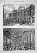 Original Old Antique Print 1862 St Paul'S School Churchyard Schoolroom Children