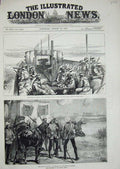 Old Antique Print 1882 War Egypt Armoured Train Gatling Gun Ramleh Horses 19th