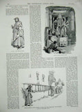 Old Antique Print 1895 Lama Praying Wheel Alter Temple Leh Lamasery Hemis 19th