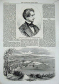 Original Old Antique Print 1859 Governor Seward New York America Trieste Town