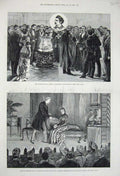 Old Antique Print 1881 Medical Congress Guildhall Theatre Hampton Palace 19th