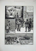 Original Old Antique Print 1881 Liverpool Winter Frost Lord Street Simson Bowl