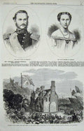 Original Old Antique Print 1869 Prince Denmark Princess Louisa Hosptial Ventnor