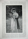 Original Old Antique Print 1895 Summer Flowers Beautiful Lady Woman Nonnenbruch