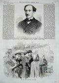 Original Old Antique Print 1870 Prevost-Paradol French Ambassador War Parisians