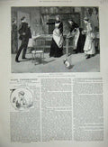 Original Old Antique Print 1887 Miser Farebrother Gordon Browne Maids Kitchen