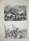 Antique Old Print *0294 1877 War Russians Gabrova Shipka Pass Boat Bulgarians
