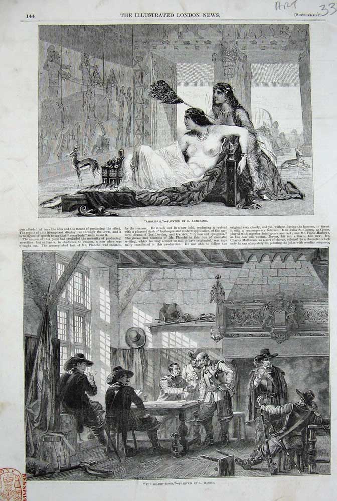 Old Antique Print 1850 Egyptians Aholibah Armitage Art Guard Room Weapons 19th