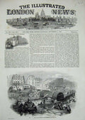 Original Old Antique Print 1847 Cricket River Thames Steamer Boat London 19th