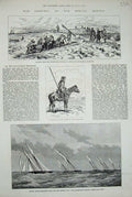 Original Old Antique Print 1877 War Evelina Ship Cossack Black Hildegarde Yacht