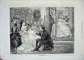 Original Old Antique Print 1871 Fine Art Man Woman Romance Dancing Music 19th