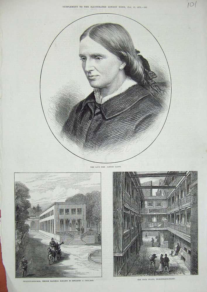 Old Antique Print 1873 Alfred Gatty Four Swans Trianon-Sous-Bois Bazaine 19th