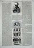 Original Old Antique Print 1860 Don Joese Guell Rente Cuba Architecture Fleet