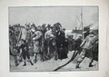 Original Old Antique Print 1883 Passenger Ship Stormy Sea People 19th