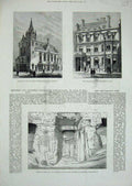 Old Antique Print 1880 Govanhill Burgh Glasgow Carlton Club Tomb Nofre Ma 19th