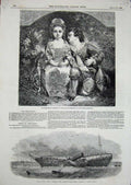 Old Antique Print 1849 Ship Wreck Forth Steamer Alacranes Rocks Boy Girl 19th