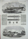 Original Old Antique Print 1854 H.M.S Ship Antelope Fernando Pelter Dom Secondo